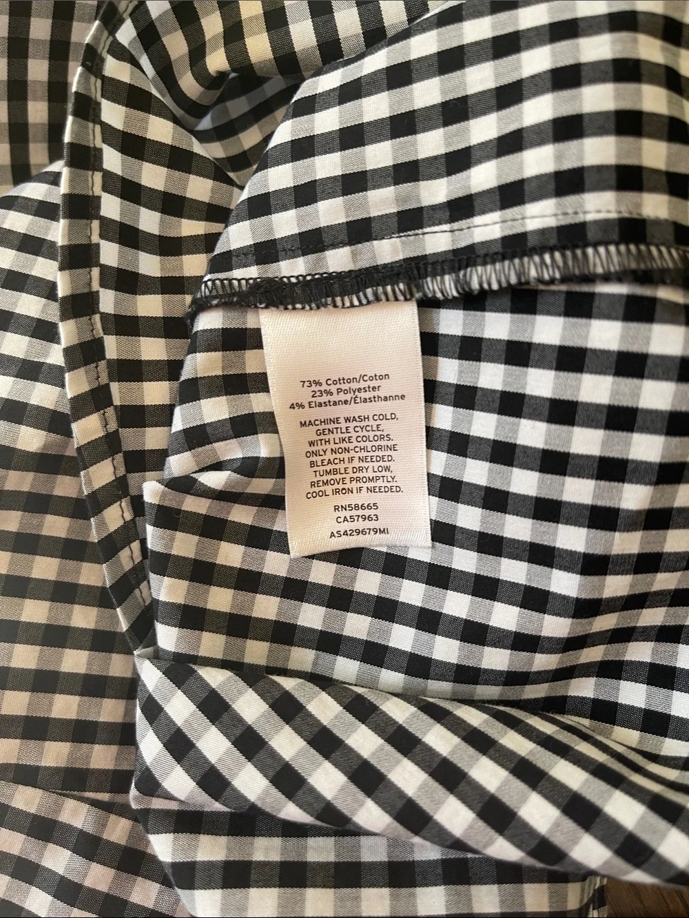 Nordstrom Sleeveless Black & White Gingham Ruffle Neck Top